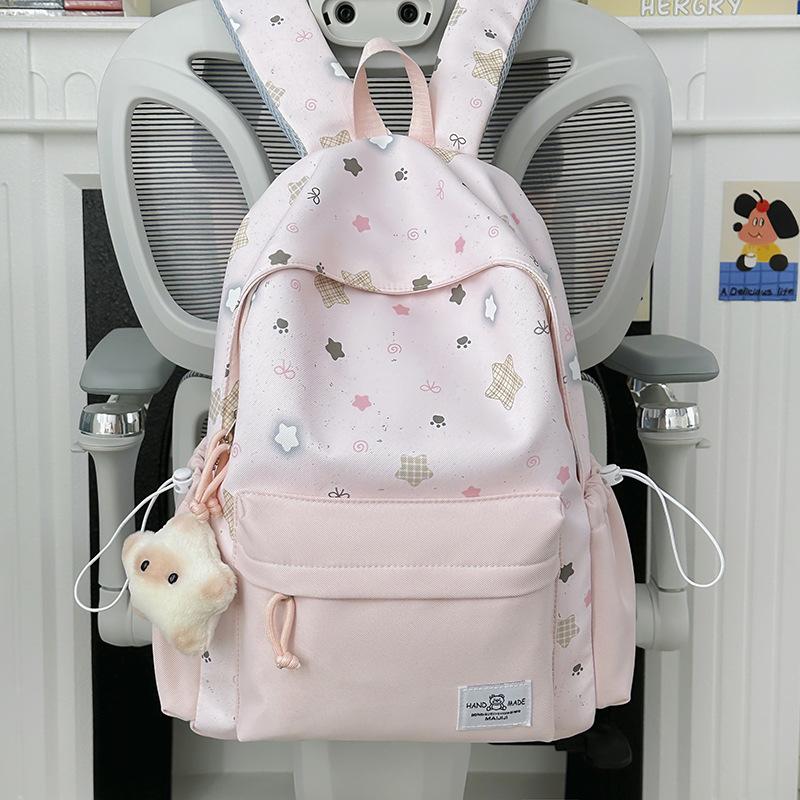 Schoolbag Korean schoolbag Junior high school girls ins fresh casual high value backpack High school students large capacity lightweight backpack