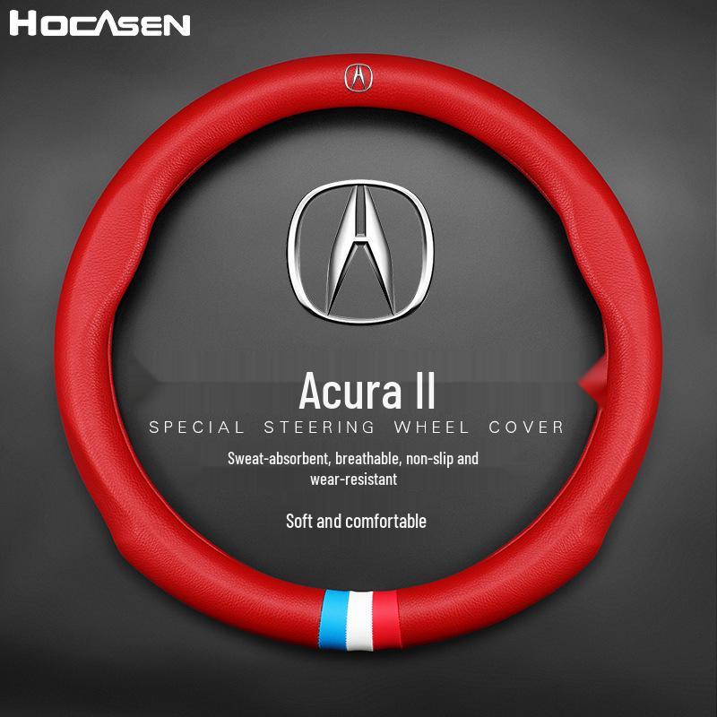 Genuine Leather Steering Wheel Cover for Acura RDX, CDX, MDX, TLX, LZDX - All Seasons