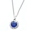 [Your and My Jewelry Box] Silver Synthetic Sapphire Pendant Necklace, Large 2.0 Carat [September Birthstone] 14205 [Jewelry] [Gift Wrapping Available]