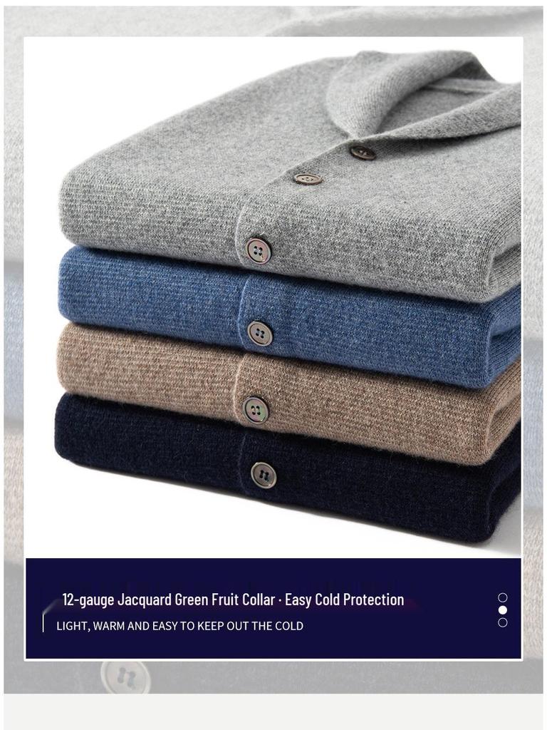 Men's Blue & Green Cashmere Vest: Button-Up Sleeveless Cardigan with Business Lapel, Casual Layering, Four-Way Stretch.