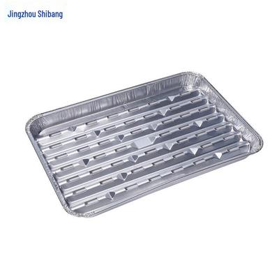 Disposable Aluminum Foil BBQ Roasting Pan with Oil Drain Holes