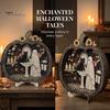 Fall Harvest Home Decoration Halloween Ghost Wooden Tabletop Ornament, 2D Flat Cute Reading Bathing Thanksgiving Table Centerpiece Watering