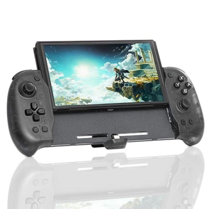 Nintendo Switch OLED Ergonomic Controller Grip with Gravity Induction of Six-Axis Gyroscope, Double Motor Vibration, Kickstand and Game Card Slot