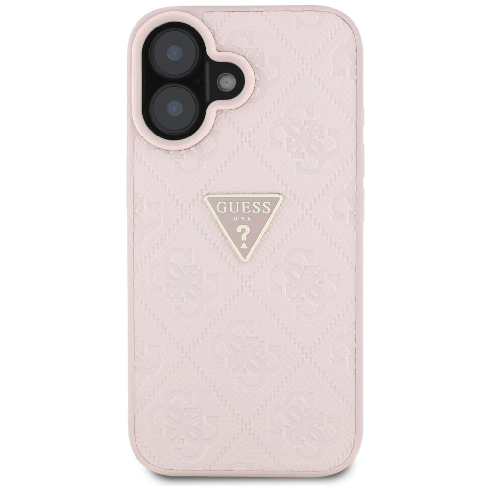 Etui Guess Hot Stamp 4G Pattern Triangle Metal Logo Do Iphone 16 Różowy
