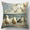 Home Decor Seagulls On Beach Coastal Art Pillow Covers Pattern Cushion Cover Suitable For Sofa Bedroom Car Pillow Cover