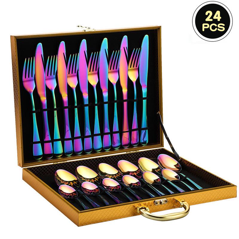 Stainless Steel 24-Piece Cutlery Set for 6 – Includes Knife, Fork, Spoon – Gift Boxed