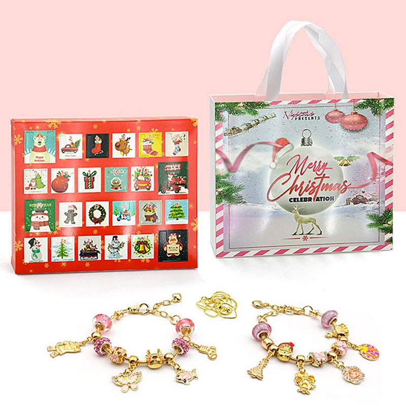 Christmas DIY Bracelet Countdown Calendar 24 Days Jewelry Advent Calendar Charm Pendant Men Women Jewelry Accessories Gifts