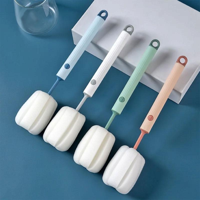 Detachable Sponge Cleaning Brush Long Handle Design Safely Removes Stubborn Stains From Cups Baby Bottles Kitchenware