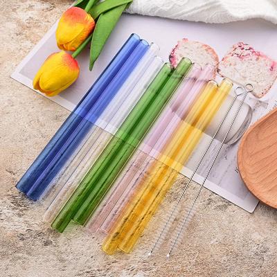 12 Stück Glas Trinkhalm Wiederverwendbar Hoch Borosilikatglas Strohhalm Set mit Bürste Bubble Tea Smoothies Party Bar Zubehör