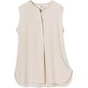 UNIQLO Solid Color Floral Half Open Collar Sleeveless Vest Women tops Light-Beige 467623-30