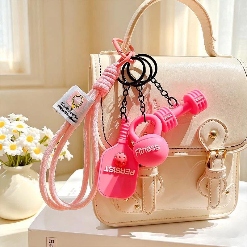 Portable 1 PCS PVC Pickleball Bag Tag Keyring Cute Lightweight Pendant for Car Keychain Backpack Pickleball Fans Creative Gift