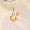 Luxury Geometric CZ Zircon Open Rings For Women Gold Color Stainless Steel Ring Shiny Fashion Jewelry Party Gift