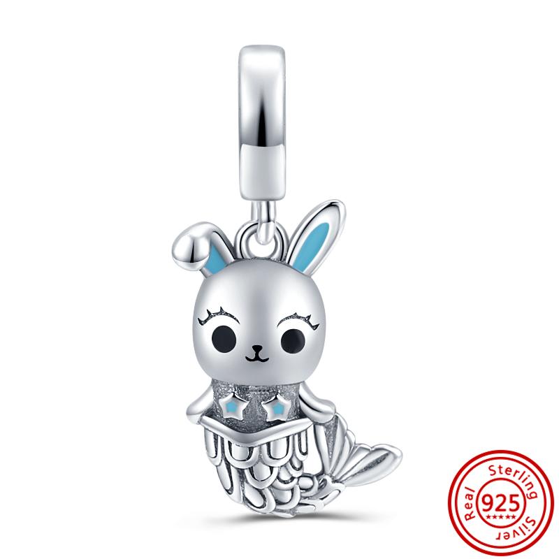 925 Copper Cute Animal Series Cat Dog Elephant Unicorn Bird Pendant Lucky Beads Fit Original Pantaro Charms Bracelet DIY Zircon