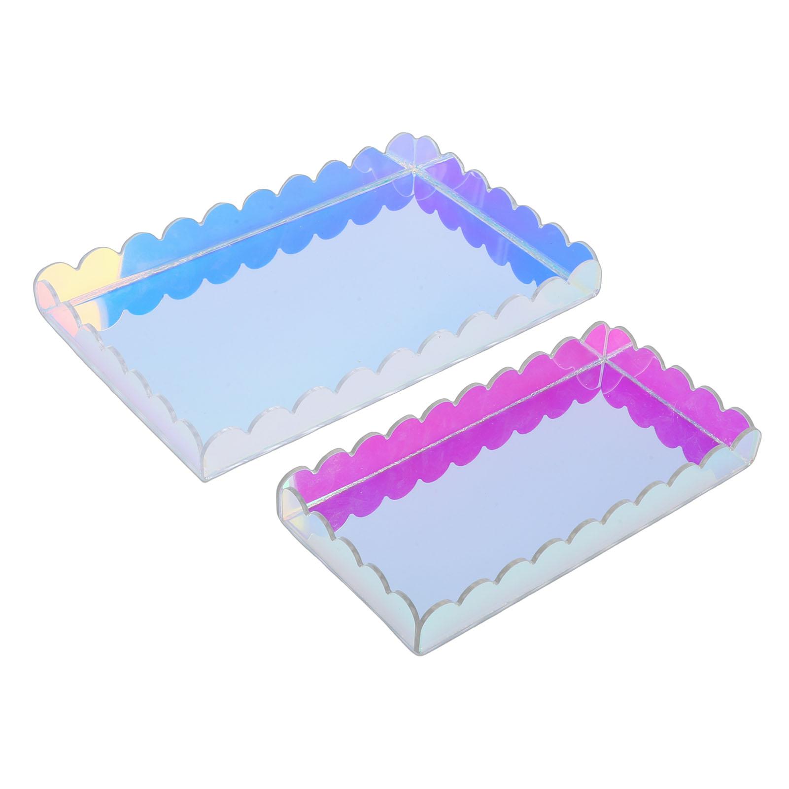 

2pcs Vanity Tray Elegant Multifunctional Acrylic Countertop Decorative Tray for Bathroom Bedroom Kitchen Colorful