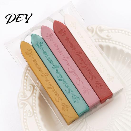 Wax Seal Beads for Invitations 5PCS Sealing Sticks, with Wicks, Classic Color Retro Letters Strips, Envelope And Vintage Craft Decor Stamp Supplies