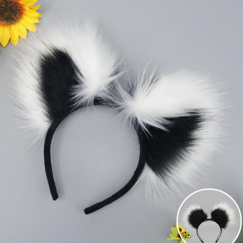 Süßes Studentenmädchen Waschbär-Ohren Haarband/ Langer Schwanz Foto machen Stirnbänder Mehrfarbig Cartoon Karneval Haarreifen