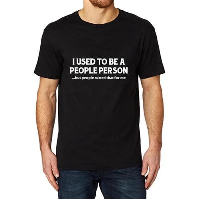 GZNIUL Men's T-Shirts Printed I Used To BE A People Person Casual Black T Shirt