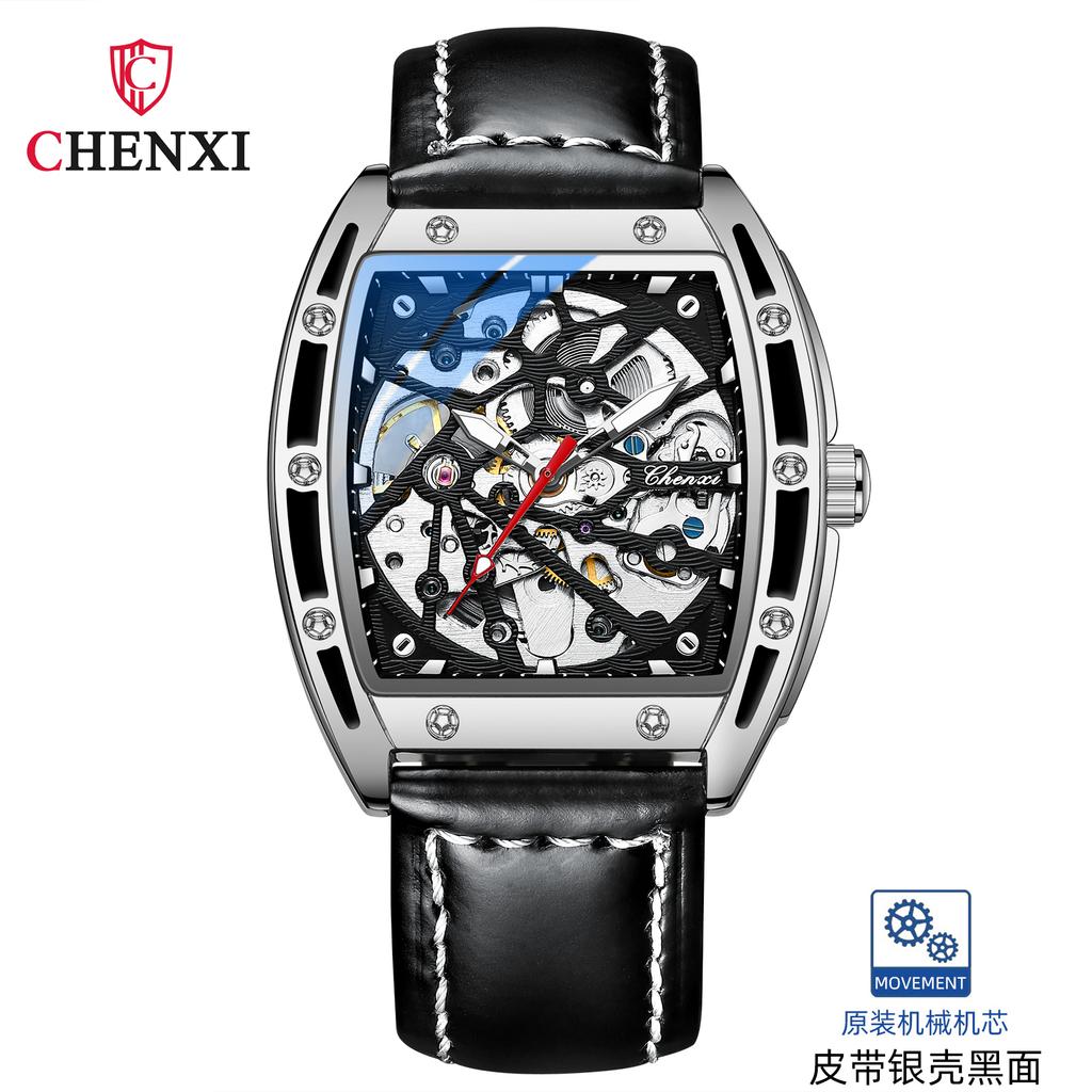 Stainless Steel Watch Case CHENXI Men Skeleton Japan Movement Watches Men's Bracelet Automatic Mechanical Male Wrist Watch
