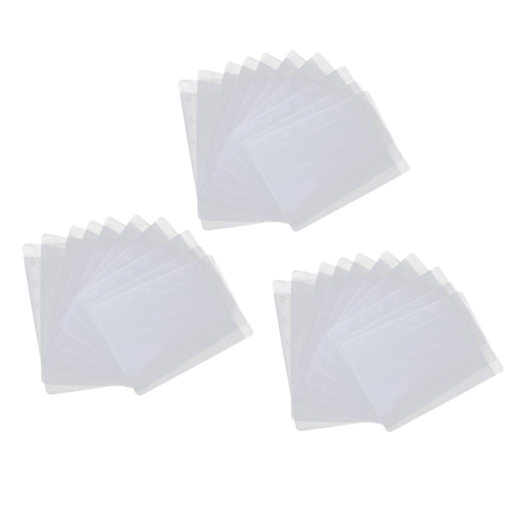 30-Pack A7 Binder Pocket 6 Holes Sleeves PVC Document Filling Bags Folders - Fit for