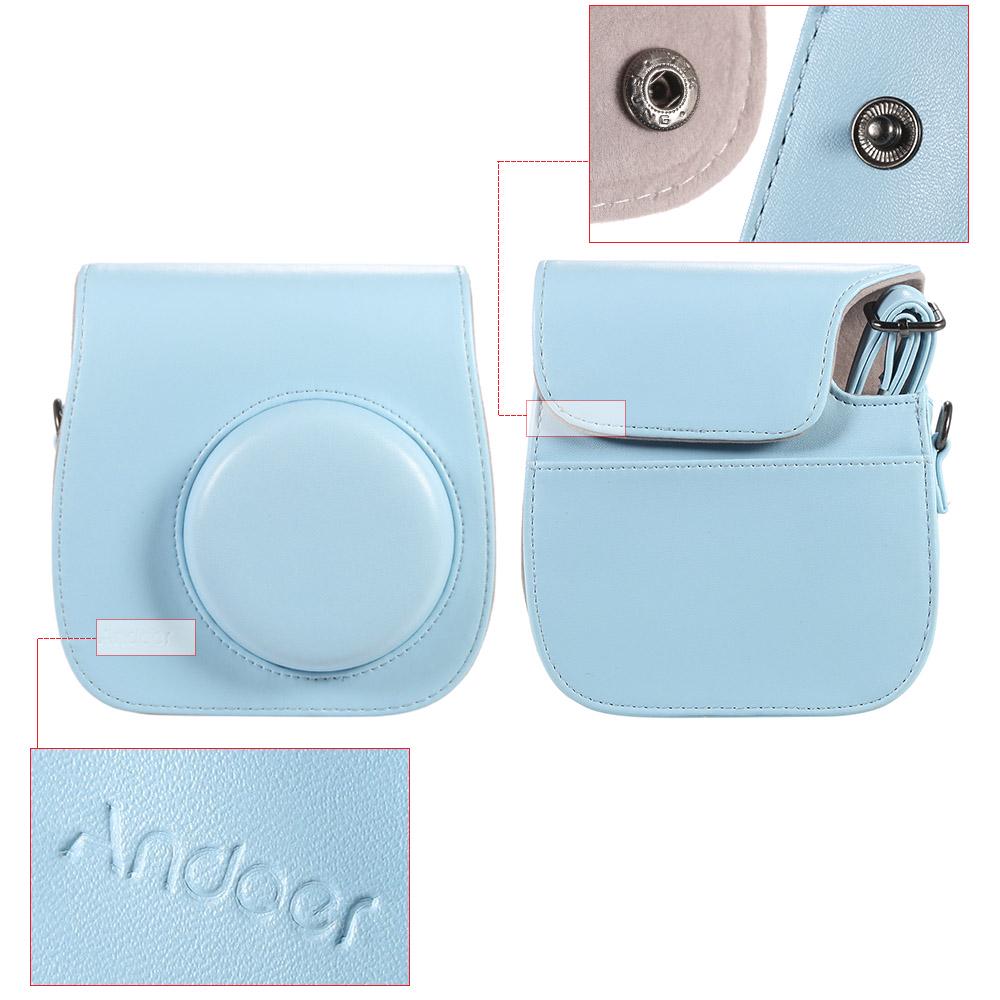 

Andoer Leather Camera Case Bag Cover for Fuji Fujifilm Instax Mini 8 8s 8+ 9 Single Shoulder Bag Blue