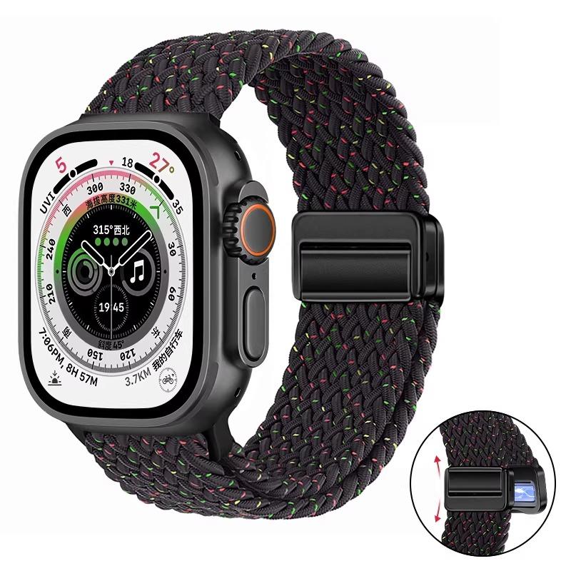 Nylon Braided Band For Apple Watch Series Ultra 3 2 1 49mm 11 10 46mm 42mm 9 8 7 45mm 41mm Magnetic Strap iWatch 6 5 SE 44/40mm Belt