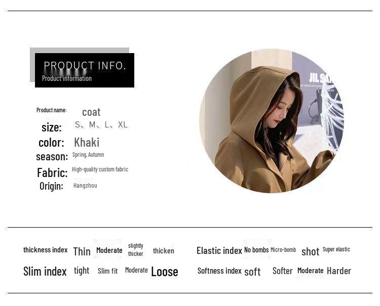 Women's Korean Chic Hooded Trench Coat with Lantern Sleeves - Spring & Autumn Casual British Style