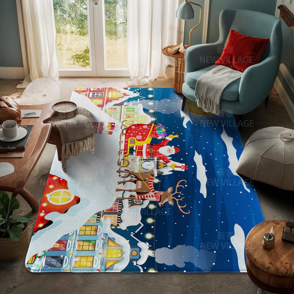 House Entrance Carpet Home Door Mat Living Room Bath Foot Bathroom Non-slip Water Absorption Rugs Bath Merry Christmas Winter