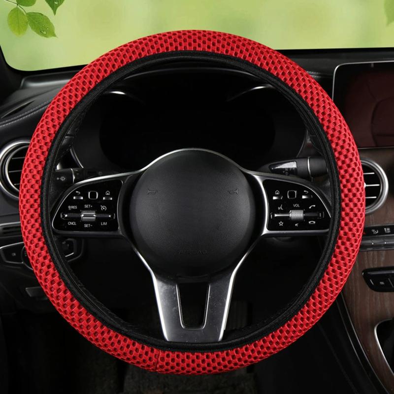 Breathable Mesh Car Steering Wheel Cover,Anti-Slip Elastic Steering Wheel Protector,for Most Cars,SUVs,Trucks