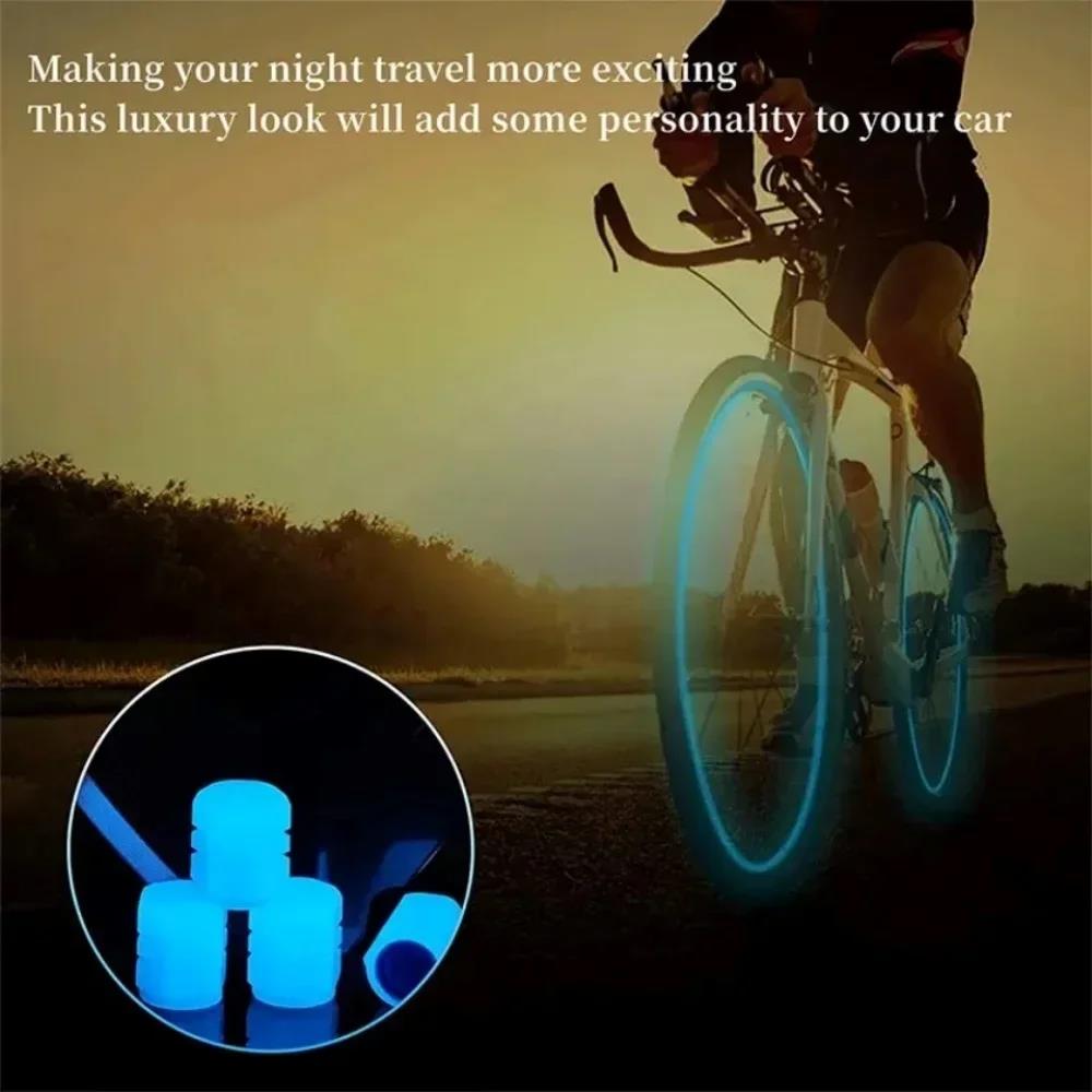 20Pc Luminous Valve Caps Fluorescent Night Glowing Decor Car Motorcycle Bicycle Wheel Hub Valve Stem Cap Styling Car Accessories Valve Stems 1