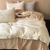 Class A 100s Premium Cotton Flannel 4-Piece Winter Embroidered Bedding Set - Thickened Bed Sheet & Duvet Cover