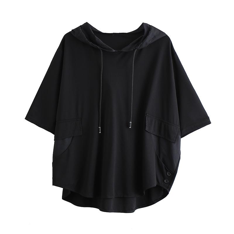 Short sleeve oversized hooded Casual loose summer t shirt tops Women t-shirt