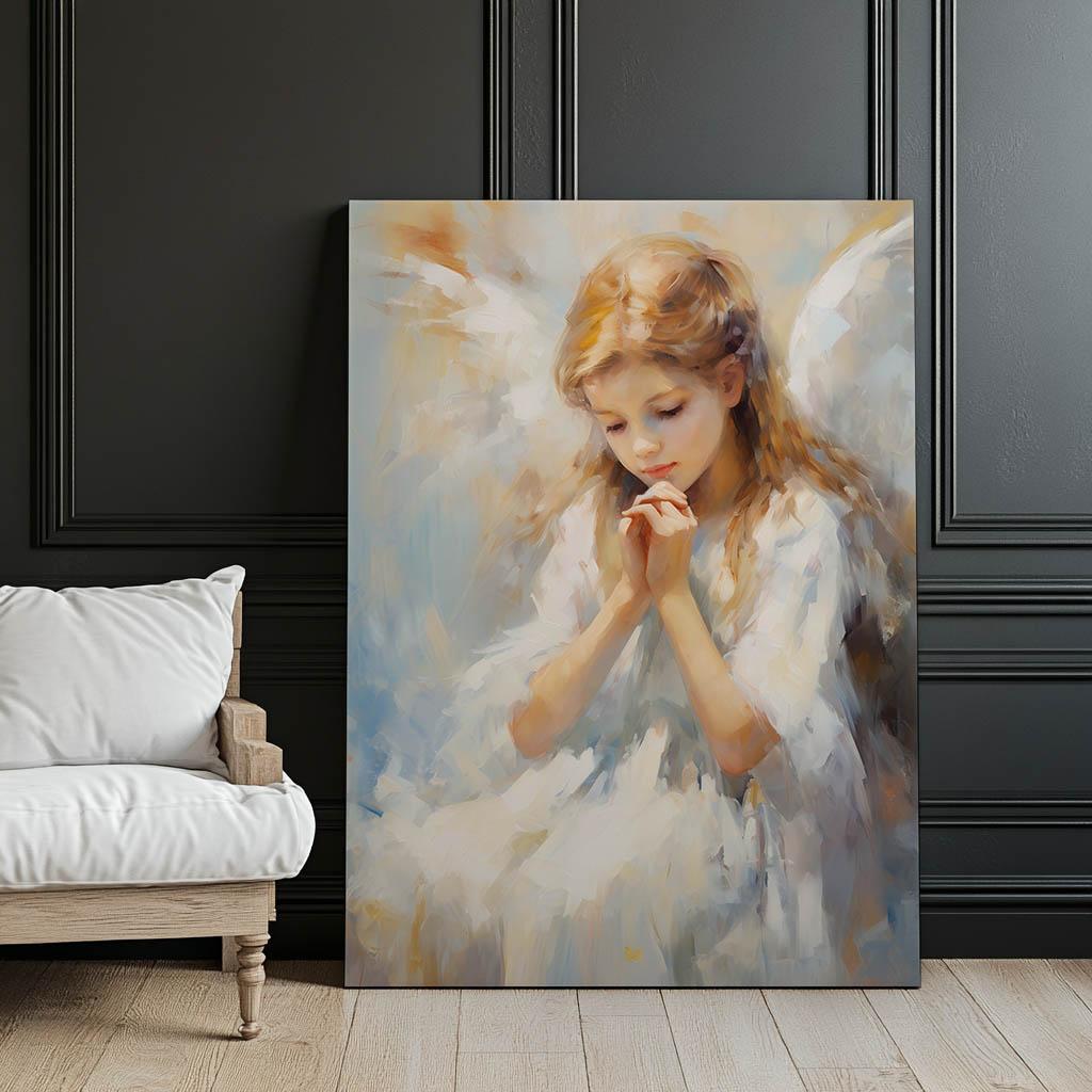 Charming Heavenly Guardian Charming Heavenly Guardian, 30X40 Cm, Light Oak Wooden Frame, 230 Gsm Matte Paper