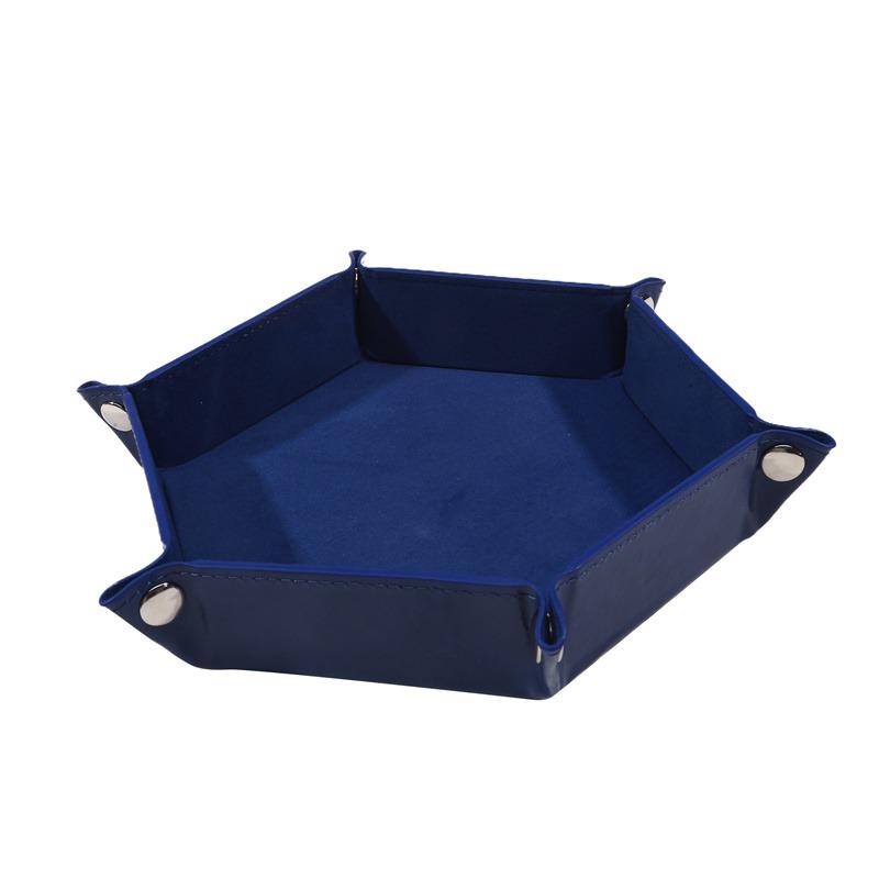 Folding Hexagon Shape Storage Tray For Jewelry/watch/sundries Double Sided Thick PU & Velvet Dice Mat Holder Home Supplies NEW