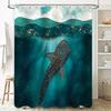 Tenda da Doccia Balena Decorazioni Vita Marina Oceano Modello Balena Blu Arredo Bagno Tenda da Doccia in Tessuto Impermeabile Set