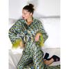 Long Sleeve Plaid Feather Pants 2 Piece Sets Pajama Women Lapel Blouses Suits Sleep Ladies High Waist Stright Pants Pajamas Set