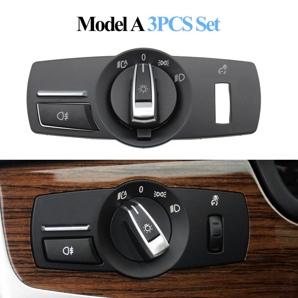 Car Front Head Light Switch Rotation Button Headlight Lamp Control Konb Cover For BMW 5 5GT 6 7 X3 X4 Series F10 F07 F06 F01 F25