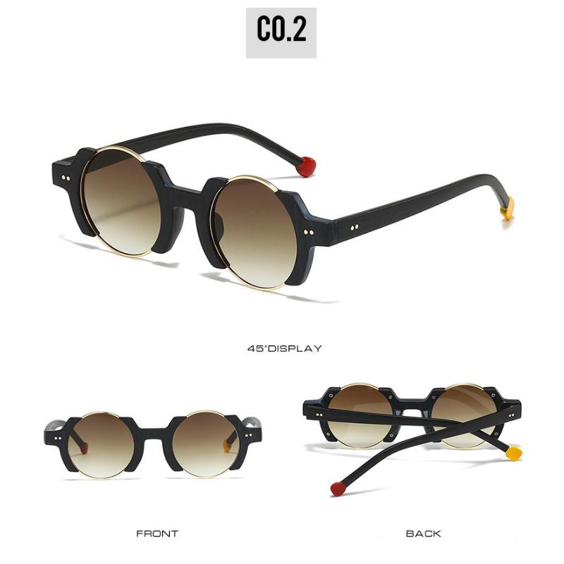 

Latest Ins Popular Stylish Round Female Punk Sunglasses Retro Rivets Male Trending Yellow Blue Sun Eyewear Gradient Sun Eyewear UV Protection 400