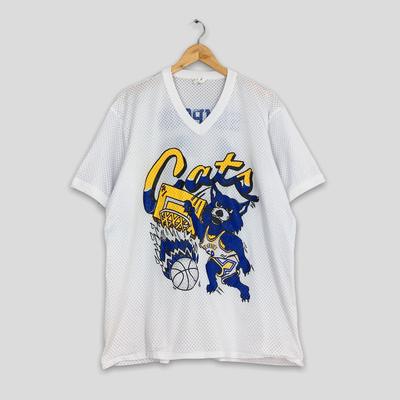 Vintage lata 90. Kentucky Wildcats NCAA Koszykówka Koszulka XXLarge Cats #13 Simpson Siatkowa Koszulka T-shirt Majestic Sports Biała Koszulka Rozmiar XXL