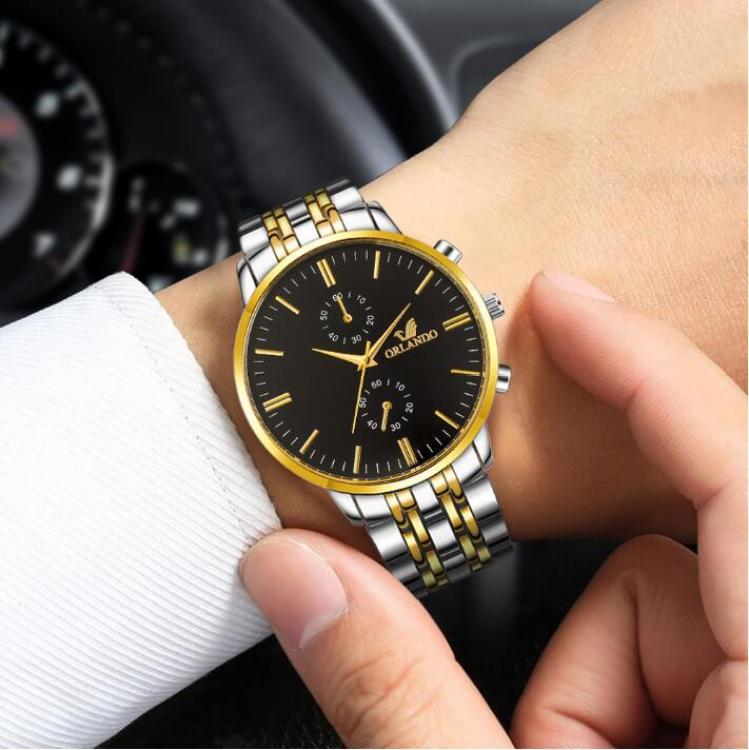 Fashion Men Watches Quartz Watch Men's Silver Gold Plated Stainless Steel Wristwatch