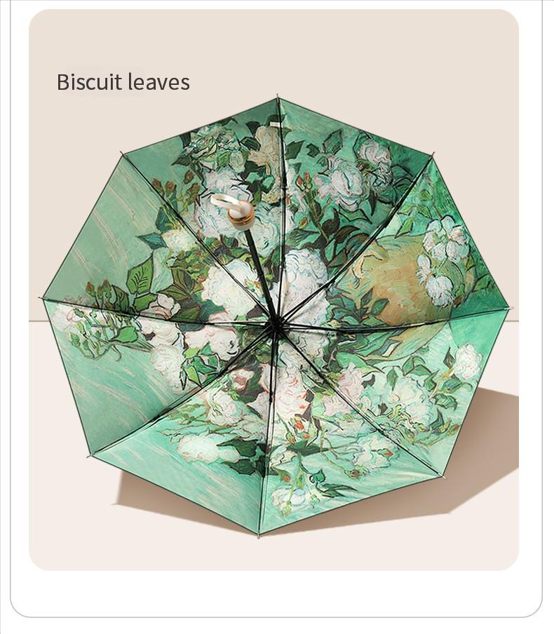 8 Spiler Trefoldig Håndåpnet Vinyl Dobbeltlags Paraply Parasoll Håndåpnet Paraply Regn