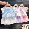 Summer Girls Cartoon Flutter Sleeve Two Piece Set Fashionable Cute Loungewear Outfit
