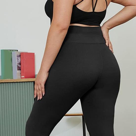 Yoga Pants High Waist Tummy Control Leggings Solid Color Flatten Belly Slimming Sport Pants Running Fitness Daily Wear