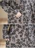 In-Stock Printed Cotton Plus Size Long-Sleeve Women's Dress with Round Neckline