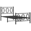 Metal Bed Frame with Headboard and Footboard Black 90x200 Cm