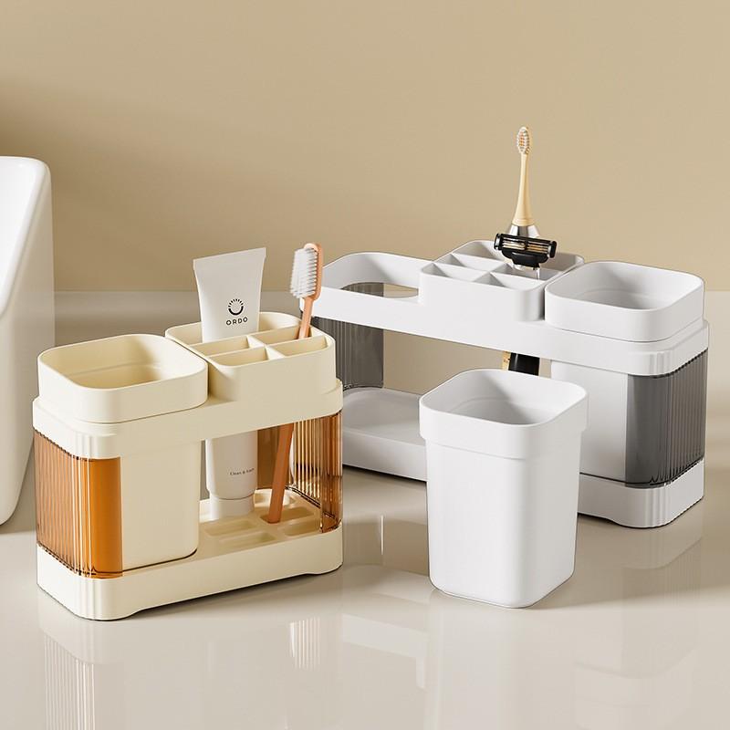 Bathroom Toothbrush Toothpaste Shelf Advanced All-In-One Toothbrush Single/Double Mouthwash Cup Bathroom Wash Set Cup Holder