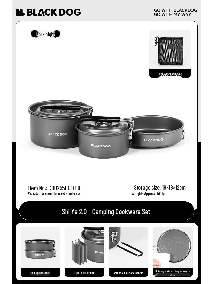 BLACKDOG Camping Cookware Set: Portable Outdoor Pots, Pans, and Tableware.