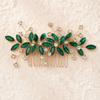 Hair Jewelry Wedding Bridal Hair Comb Handmade Headdress Green Crystal Alloy Hedwear for Festival Wedding Party Head Decor