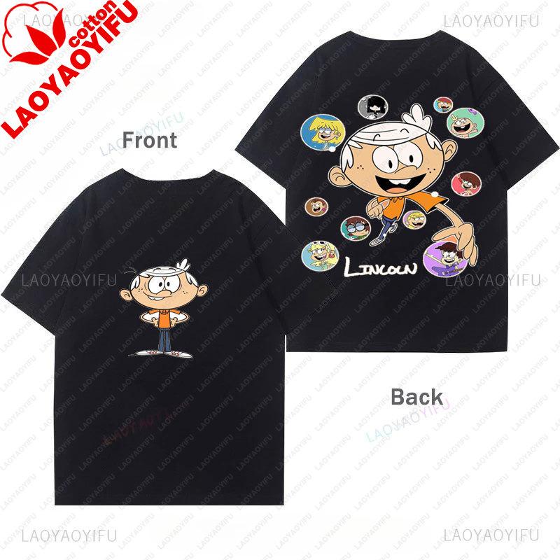 The Loud Houses Double Sides Printed T Shirt Summer Short Sleeved Cartoon Comedy Oversized Vintage Unisex Clothes Ropa De Mujer