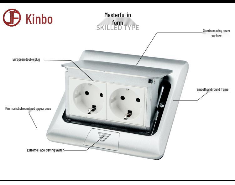 Type 45 Multi-functional Recessed Pop-up Floor Socket with RJ45 and USB, UK and EU Compatible