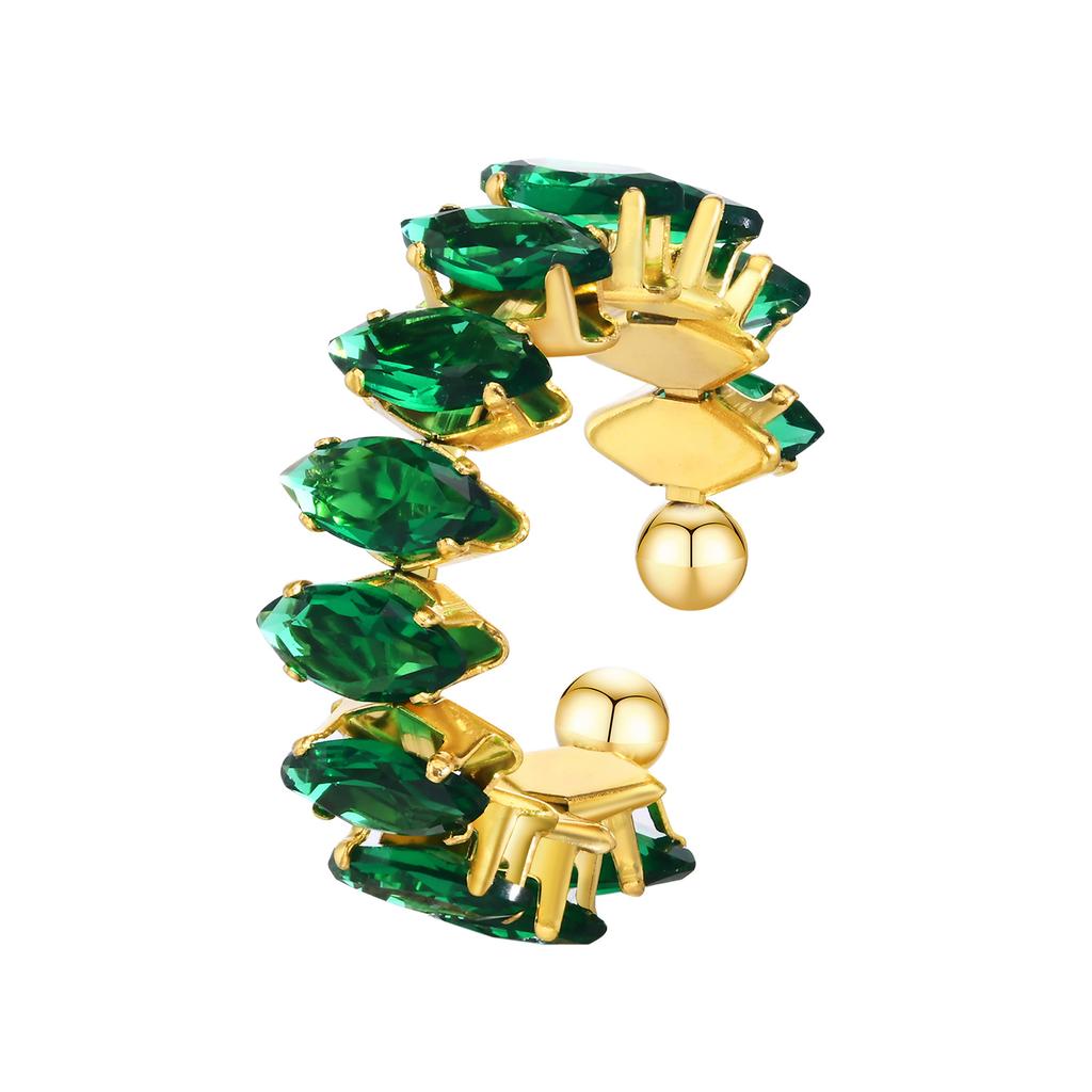 Colorful Cubic Zirconia Ring for Women, Stainless Steel Promised Ring Adjustable Open Size 6-9